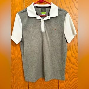 Greg Norman small grey and white polo mens